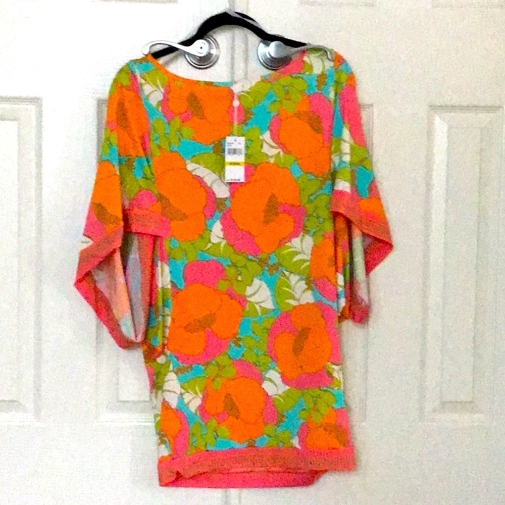 New TRINA TURK Playa De Flor Tunic Swim Cover-Up